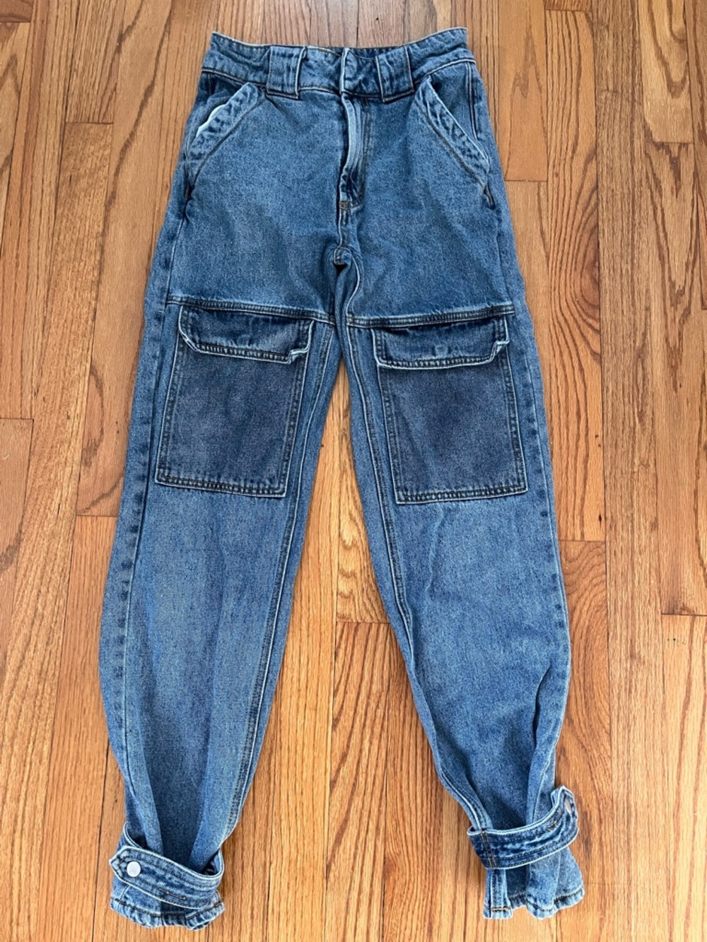 Urban Outfitters BDG Blue Denim Jeans Ankle Buckles Belt Retro Festival Y2K Edgy